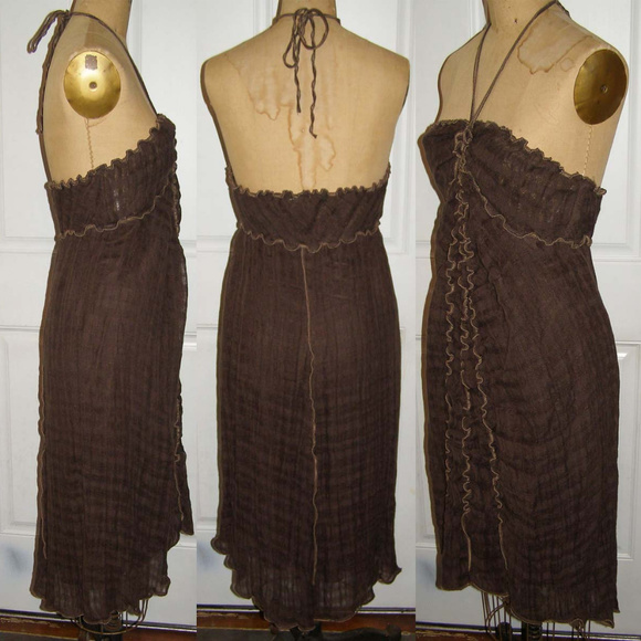 NWT Brown linen Halter dress by Max Studio L 10-12 - Picture 3 of 8